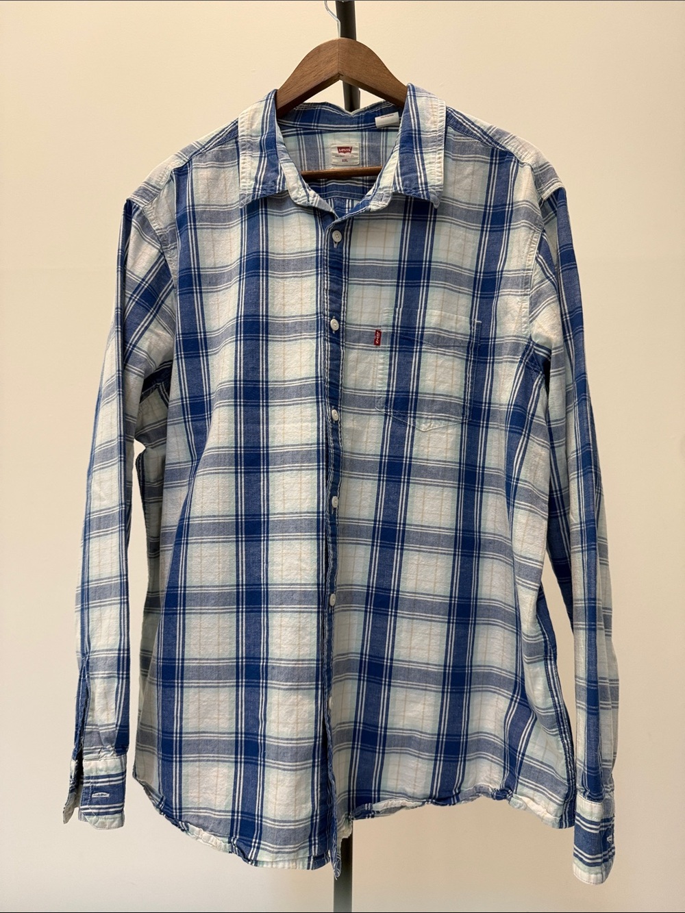 Levi's Blue and White Plaid Casual Button-Down Shirt | Size XXL